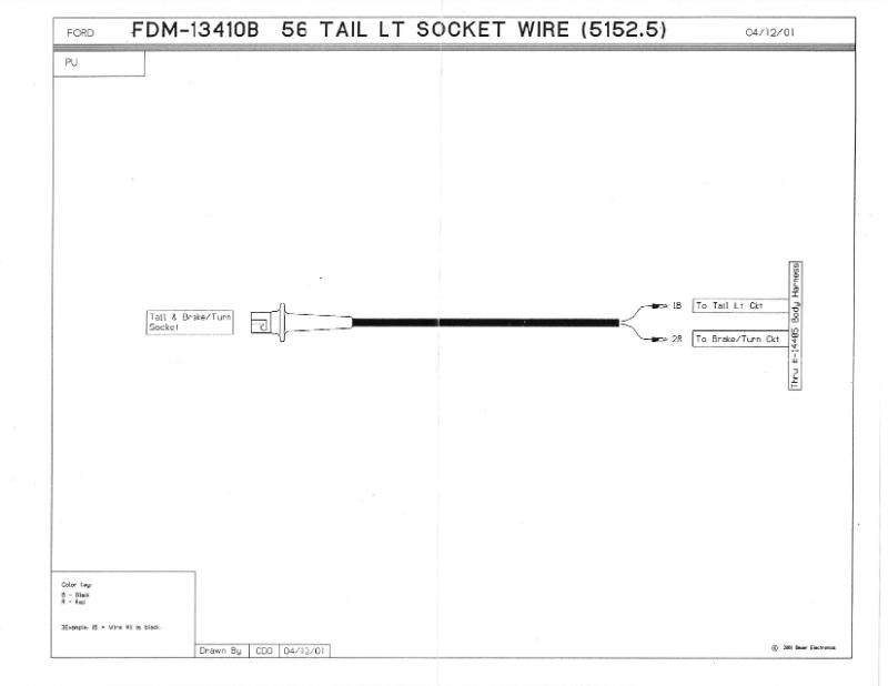 TAIL LIGHT SOCKET WITH WIRE - 56 F-100 RH OR LH