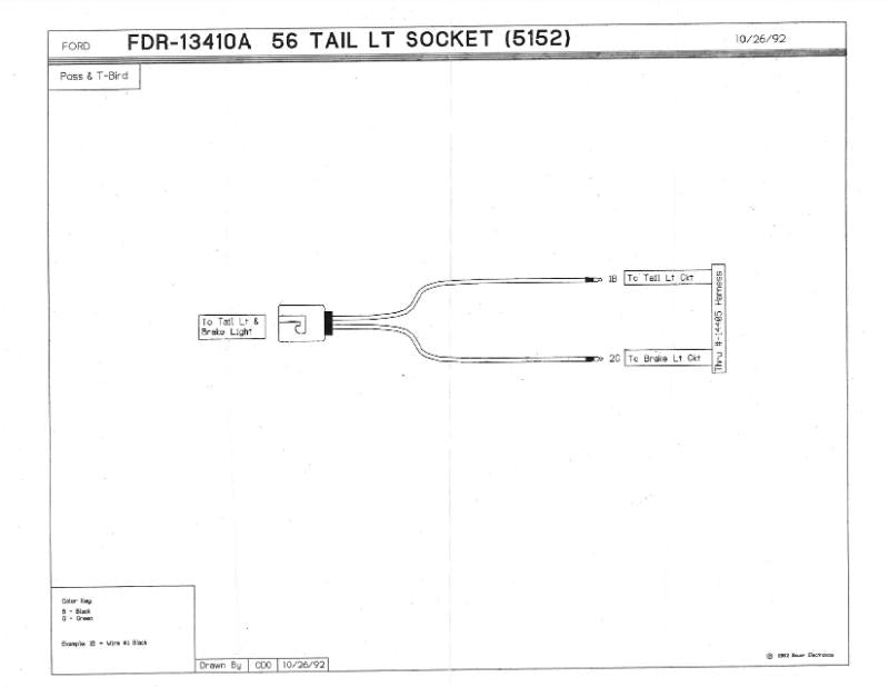 TAIL LIGHT SOCKET WITH WIRES - 56 PASSENGER, T-BIRD