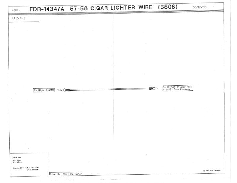 CIGAR LIGHTER TO CIRCUIT BREAKER WIRE - 57-58 PASSENGER, RANCHERO V8