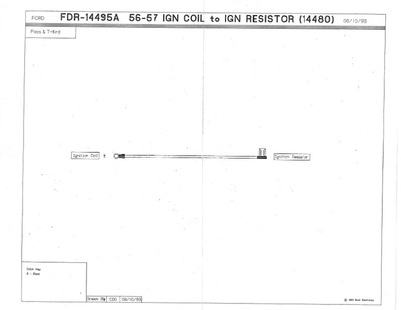 IGNITION COIL TO IGNITION RESISTOR WIRE - 56-57 PASS/T-BIRD