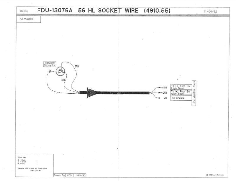 HEADLIGHT BUCKET WIRES - 56 MERCURY W/GROMMET