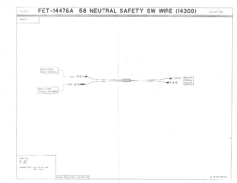 NEUTRAL SAFETY SWITCH HARNESS - 55-58 PASSENGER