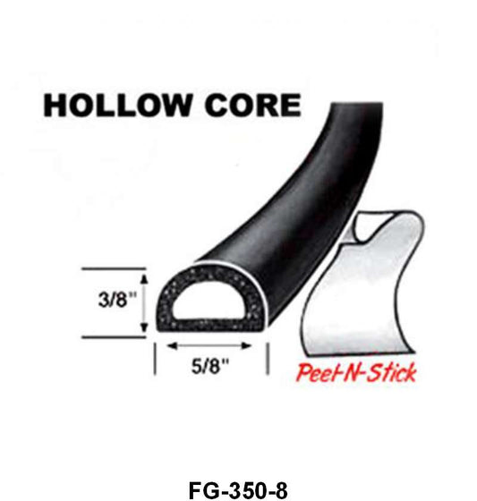 UNIVERSAL SPONGE SEAL-HOLLOW CORE - 3/8" HIGH, 5/8" WIDE, 8' LENGTH