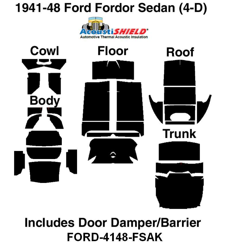 ACOUSTISHIELD KIT - 41-48 FORD, MERCURY 4-DOOR SEDAN