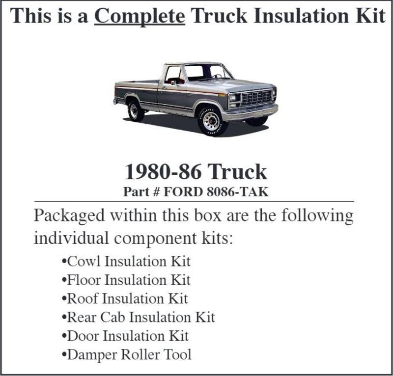 ACOUSTISHIELD INSULATION  KIT - 80-86 PICKUP