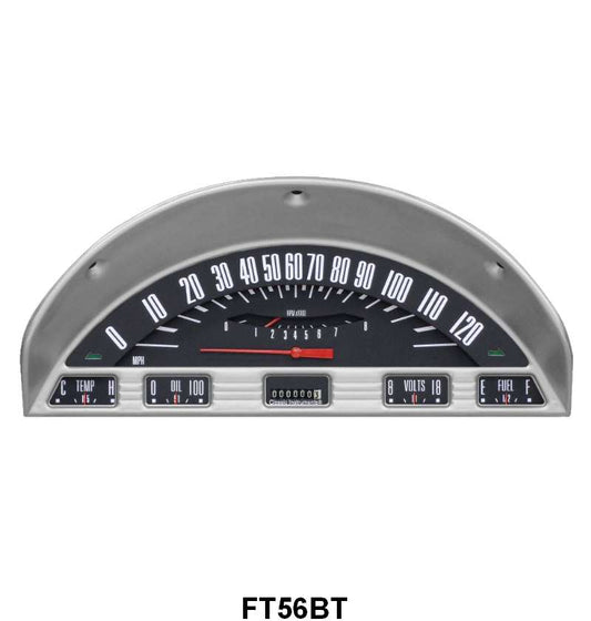 CLASSIC INSTRUMENTS 1956 DIRECT FIT GAUGES - BLACK BACKGROUND, BEZEL NOT INCL.