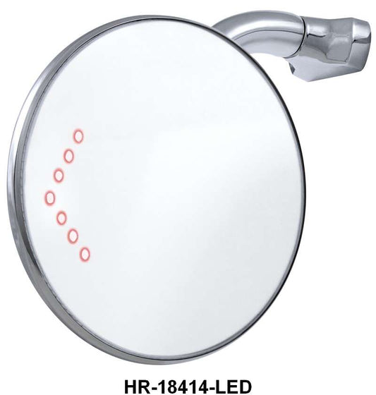 EDGE OF DOOR PEEP MIRROR - CURVED ARM, 4" HEAD 12 V W/LED TURN