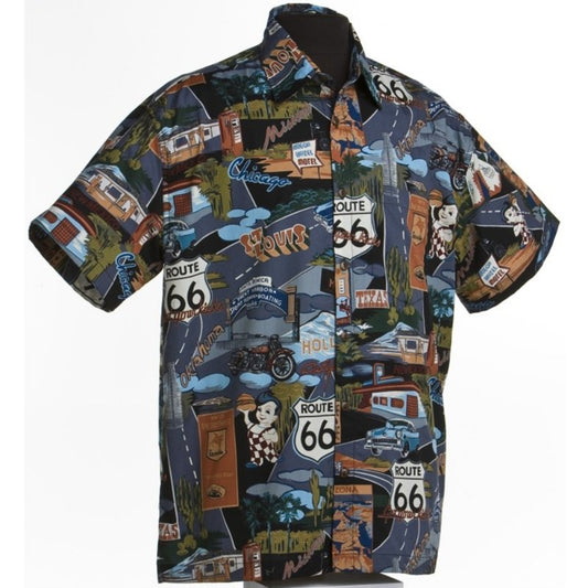 ROUTE 66 LANDMARKS ALOHA SHIRT - 2 XL
