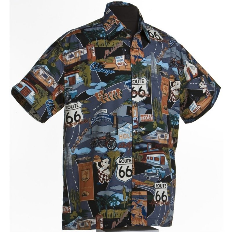 ROUTE 66 LANDMARKS ALOHA SHIRT - SMALL