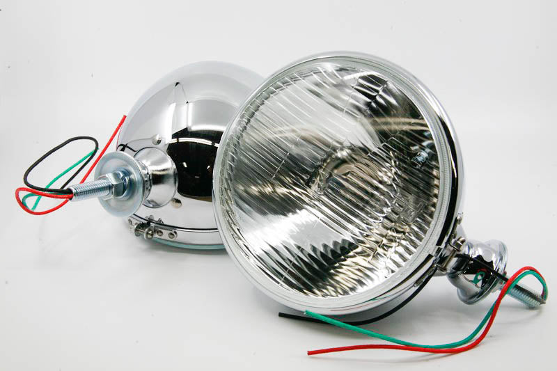 UNIVERSAL KING BEE HEADLIGHTS - CHROME WITH 12 VOLT 7" BULB