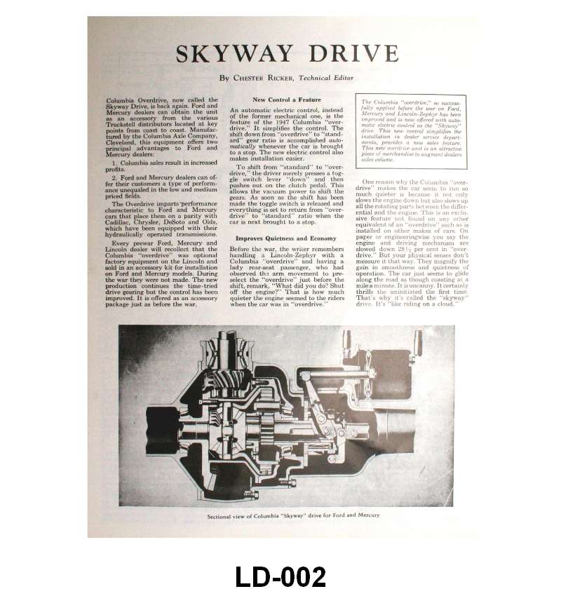 COLUMBIA PAMPHLET - 42-48 REAR AXLE