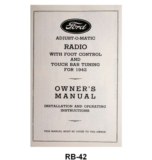 RADIO INSTRUCTION MANUAL - 42 PASSENGER
