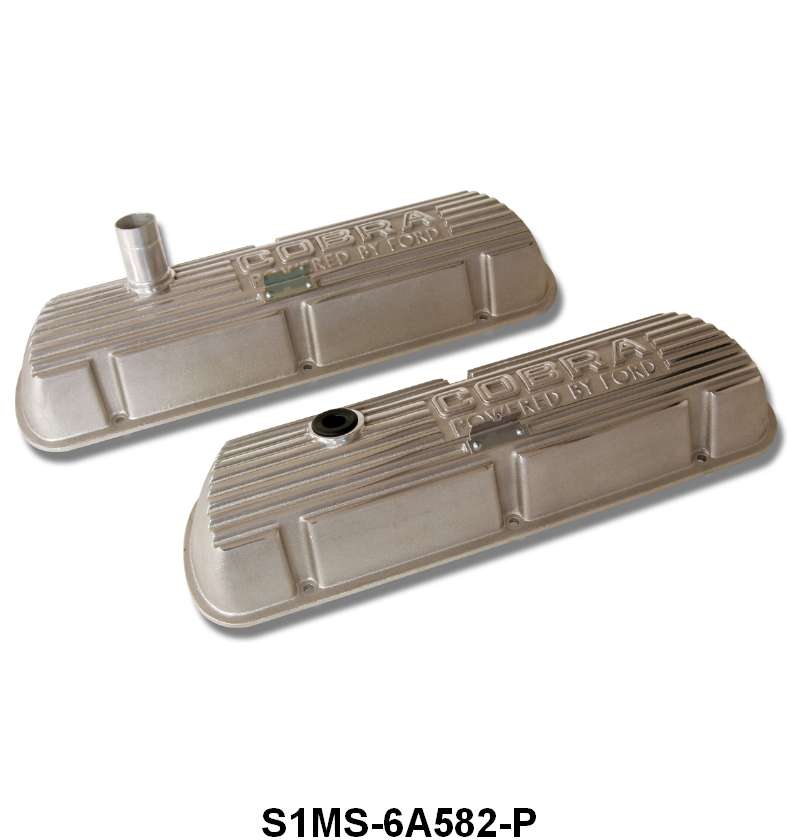POLISHED ALUMINUM VALVE COVERS - COBRA "OPEN LETTER"