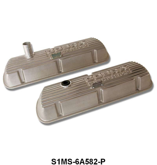 POLISHED ALUMINUM VALVE COVERS - 260/289/302/351W COBRA "OPEN LETTER"