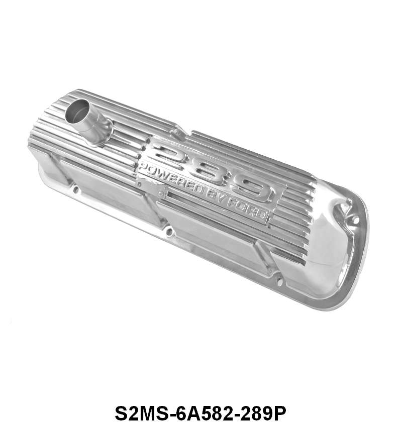 POLISHED ALUMINUM VALVE COVERS - "289 POWERED BY FORD"