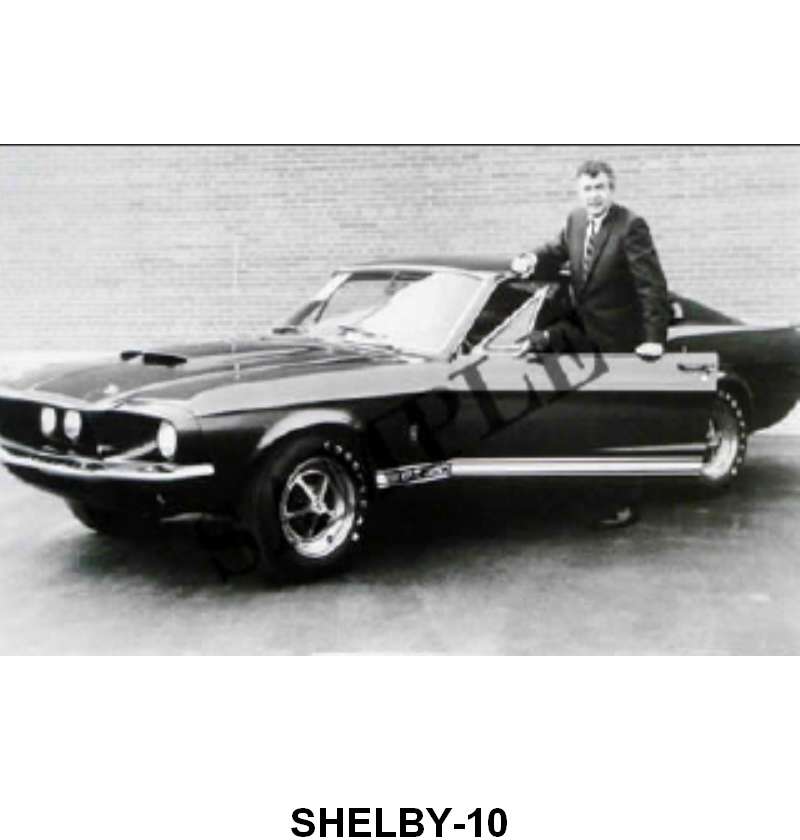BLACK AND WHITE PICTURE - 67 SHELBY GT350 FASTBACK W/CARROLL SHELBY