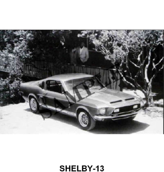 BLACK AND WHITE PICTURE - 68 SHELBY GT 500 FASTBACK FRONT & SIDE VIEW