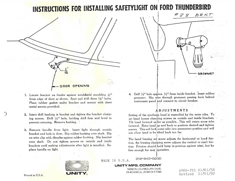 SPOT LIGHT BRACKET - 55-57 T-BIRD LEFT HAND