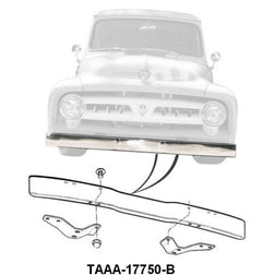 PLAIN STEEL BUMPER - 53-56 F-100, FRONT, WITH BRACKETS