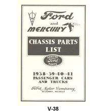 CHASSIS PARTS LIST - 38-41 PASSENGER, PICKUP