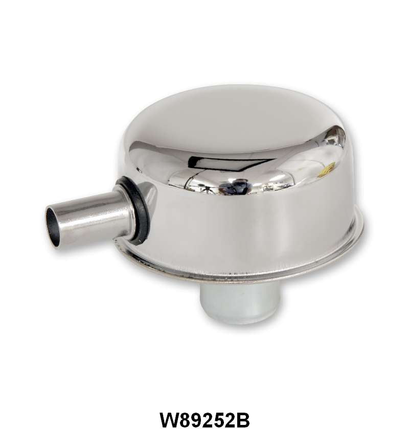 FINNED ALUMINUM VALVE COVER CAP - CHROME PUSH ON, WITH TUBE