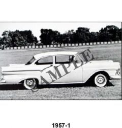 BLACK AND WHITE PICTURE - 57 CUSTOM 300 2-D SEDAN, SIDE VIEW